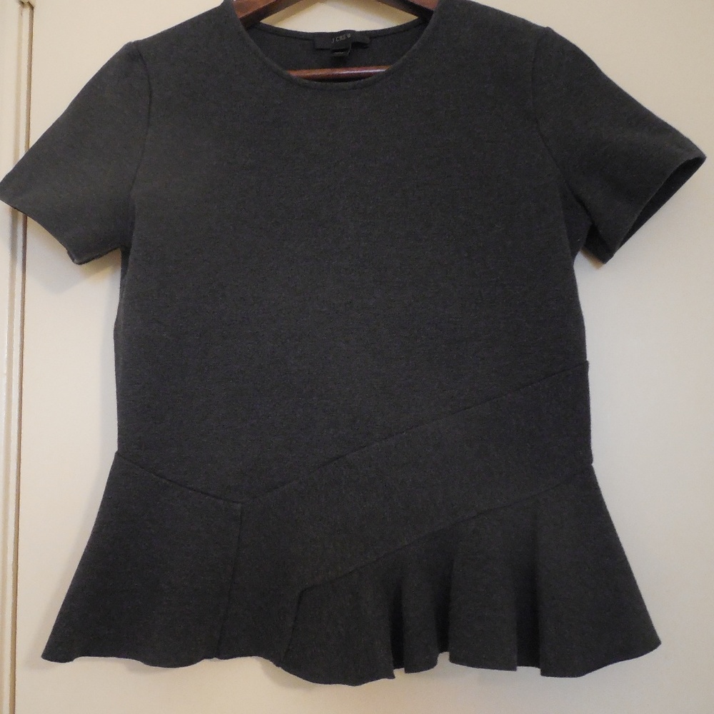 JCREW Charcoal flutter hem shirt